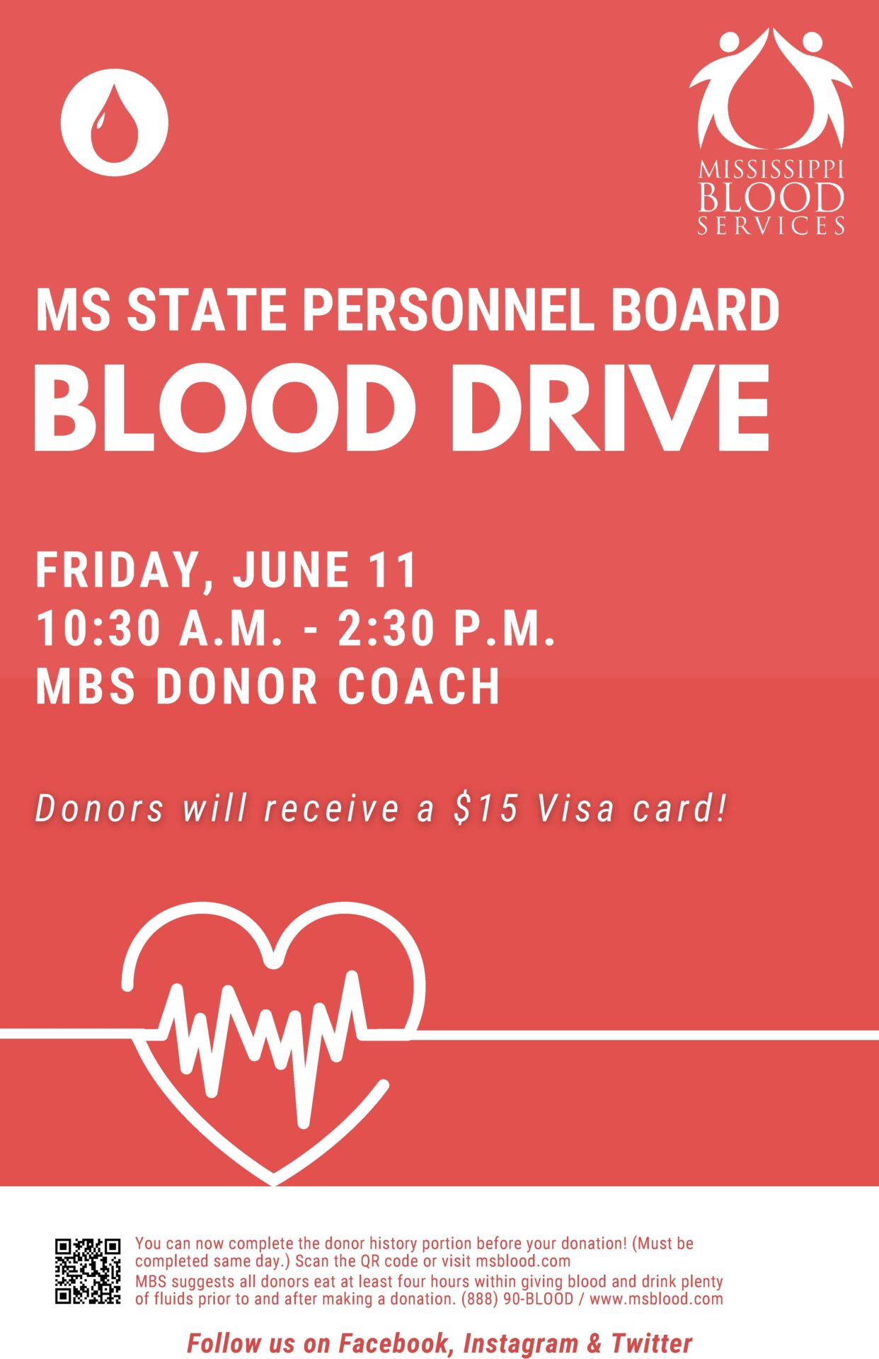 MS State Personnel Board Blood Drive Downtown Jackson Partners