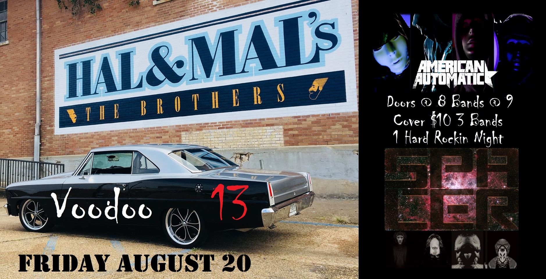 Hard Rock Night at Hal & Mals | Voodoo13 w/American Automatic + Spacer