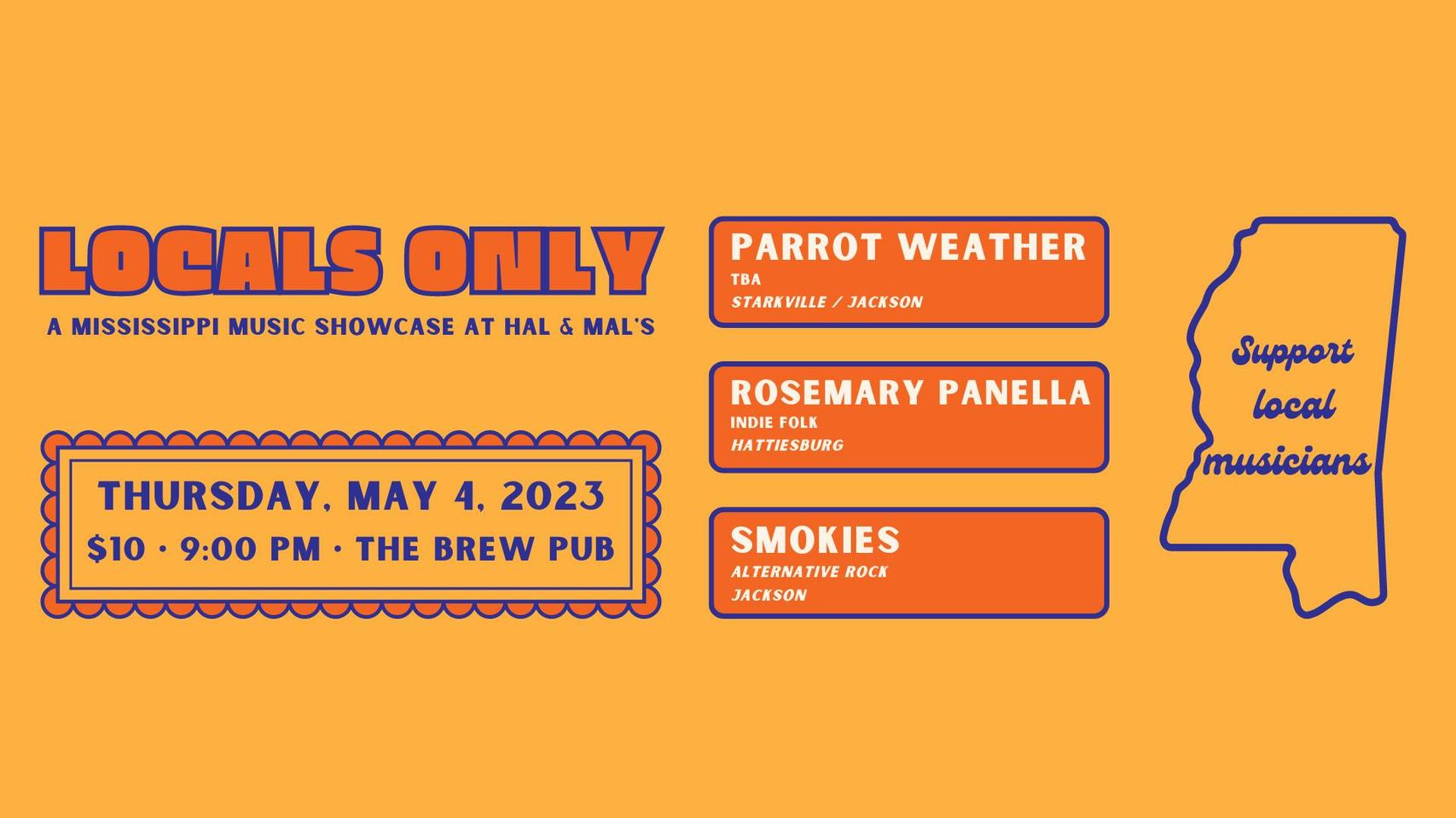 Locals Only: A Mississippi Music Showcase with Parrot Weather, Rosemary Panella, & Smokies