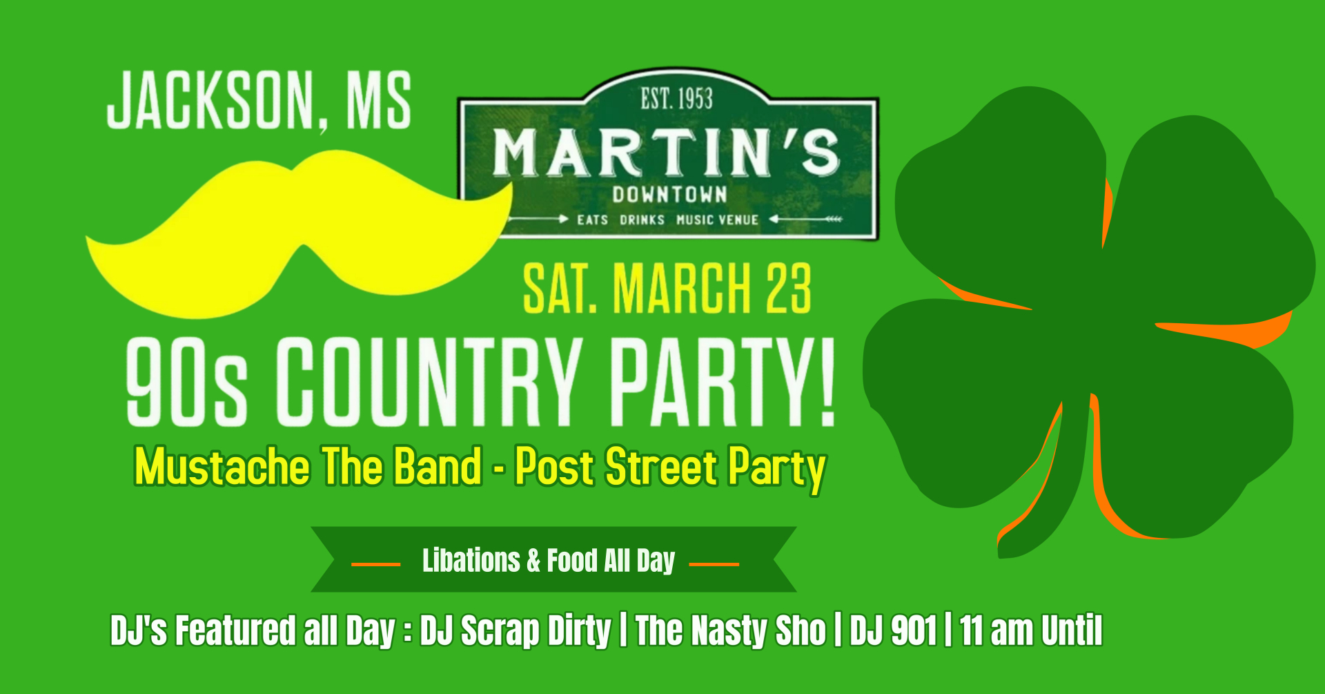 Martin’s Downtown St. Paddy’s Blowout with Mustache the Band