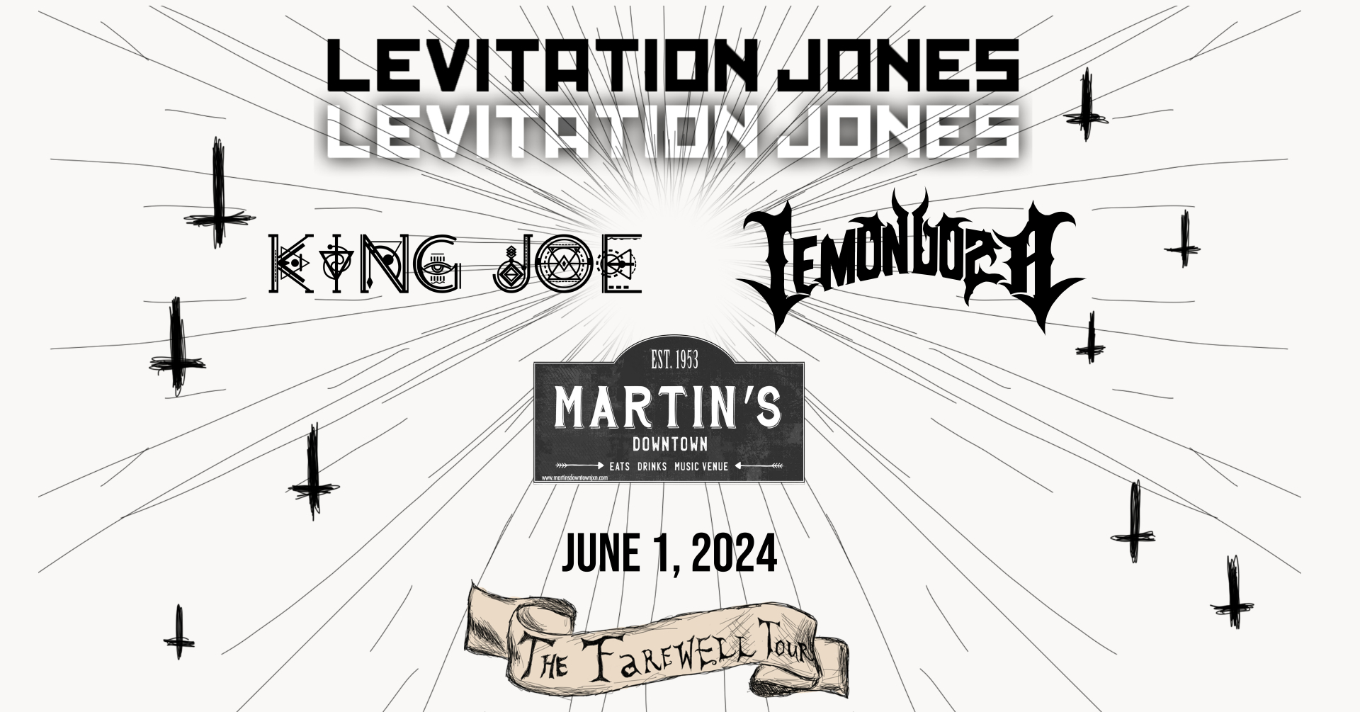The Farewell Tour: Levitation Jones + King Joe + Lemondoza at Martin’s Downtown