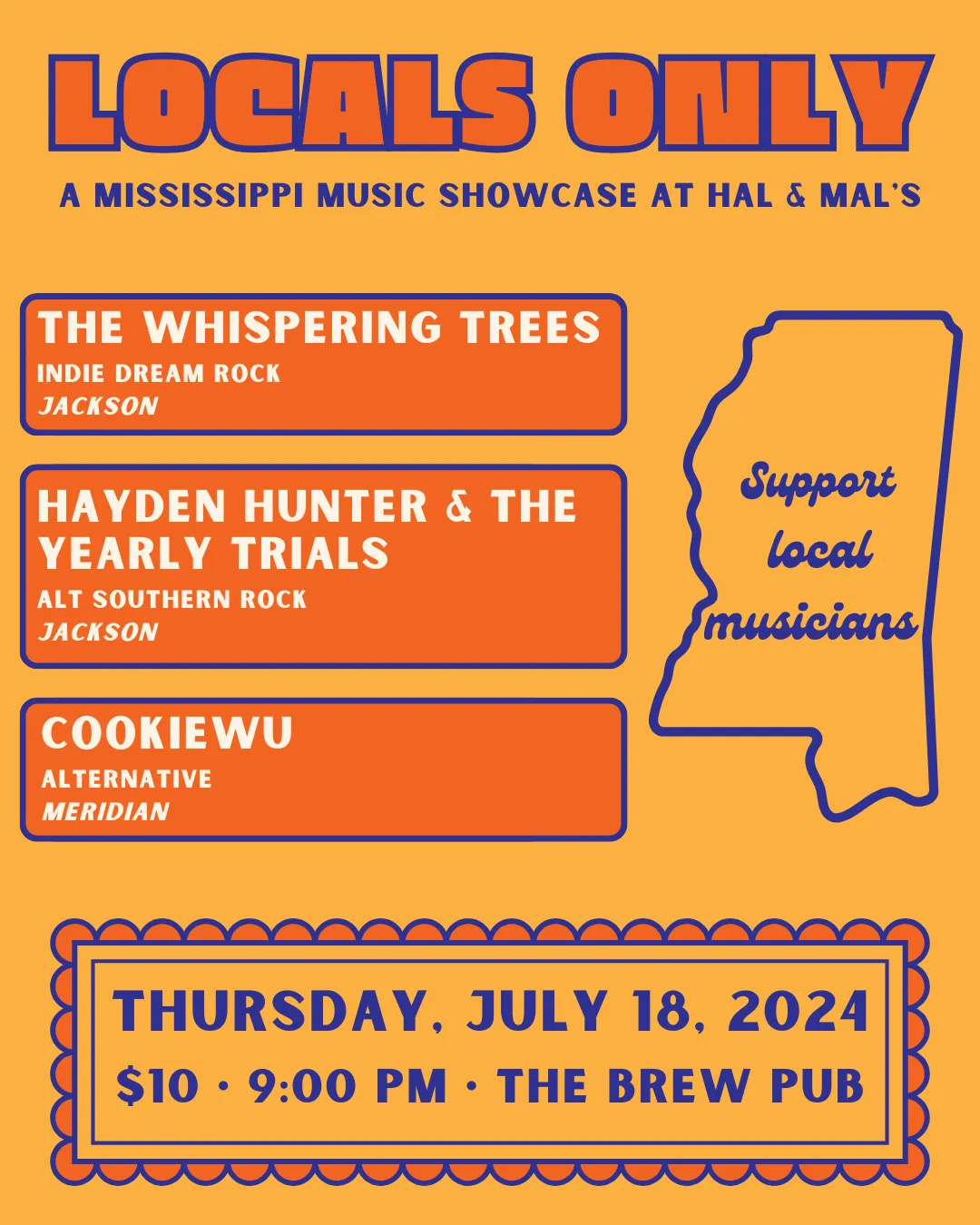 LOCALS ONLY: The Whispering Trees, Hayden Hunter & the YT’s, CookieWu