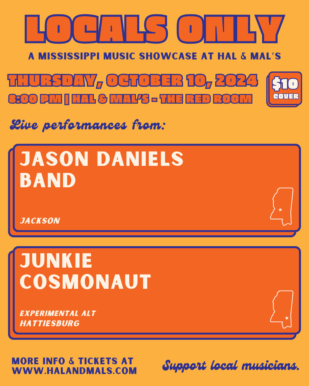 Locals Only: Jason Daniels Band + Junkie Cosmonaut at Hal&Mal’s!