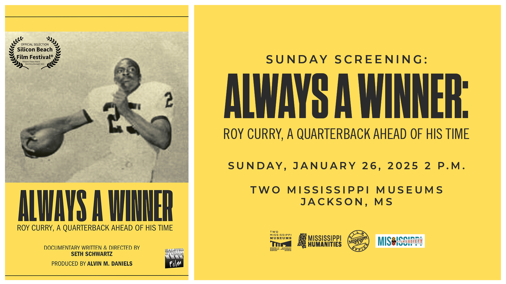 Sunday Screening of Always a Winner: Roy Curry, A Quarterback Ahead of His Time